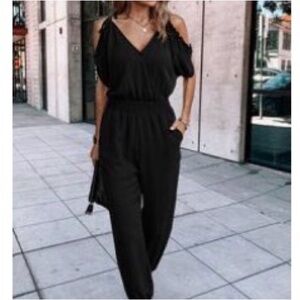 SHEIN Off-Shoulder Black Jumpsuit